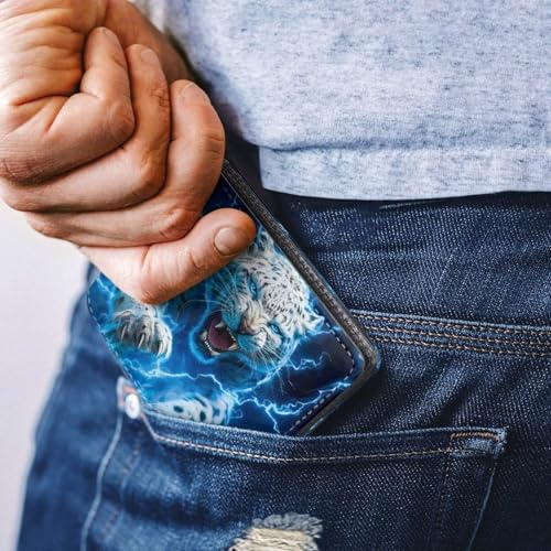 Image of Coldinair Leopard Lightenting Leather Wallet for Teen Boys Kids Purse Wallets Leather Boys Bifold Wallet Credit Card Cash Id Holder Cool Slim Bifold Small Coin Purses,Waterproof