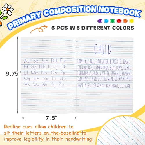Henoyso 6 Pcs Primary Journal 9.75" x 7.50" Kindergarten Notebook (Stylish Color)