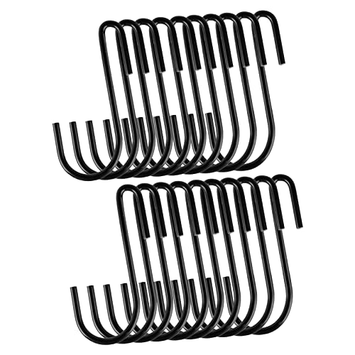 Vipith 20 Pack 3.7 Inch S Hooks Black Rustproof Heavy-Duty Stainless Steel S Shaped Hooks Hangers For Hanging Pans Pots Plants Bags Towels Mugs In Kitchen Bedroom Bathroom Office #TOP3