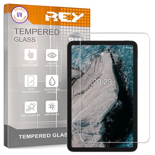 REY Protector de Pantalla para Tablet Nokia T20 10,4', Cristal con Doble Protección UV, Vidrio Templado Premium 9H+