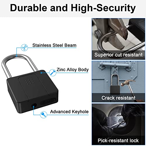 Anweller Large Fingerprint Padlock, Long Shackle Weatherproof Biometric Smart Lock With Key For Outdoor Fence, Gate, Pool, Shed, Gym, Locker, Truck #TOP2