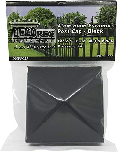 2.5" x 2.5" Aluminium Pyramid Post Cap for Metal Posts - Pressure Fit - Black (4 Pack) - Thumbnail 2