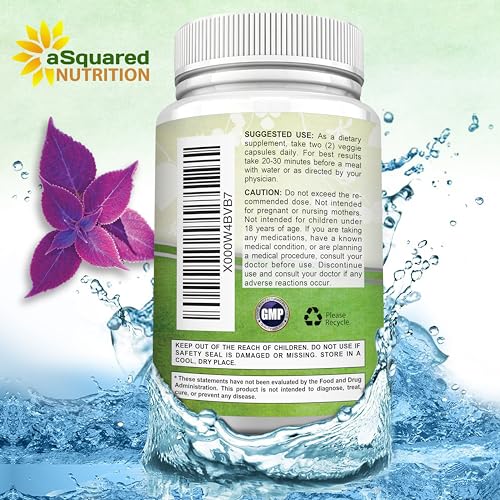 aSquared Nutrition Forskolin 500mg Max Strength -120 Capsules, Natural Supplement for Pure Weight Loss Fuel, Coleus Forskohlii Root-Forskolin Diet Pills, Belly Buster Pure Fat Burner 2X Slim Trim Lose
