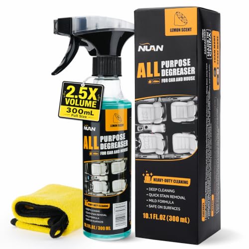 NUAN 300ml Large Capacity – All Purpose Degreaser for Car and House, Lemon Scent All Purpose Cleaner, Quick Stain Removal Heavy-Duty Cleaning Spray