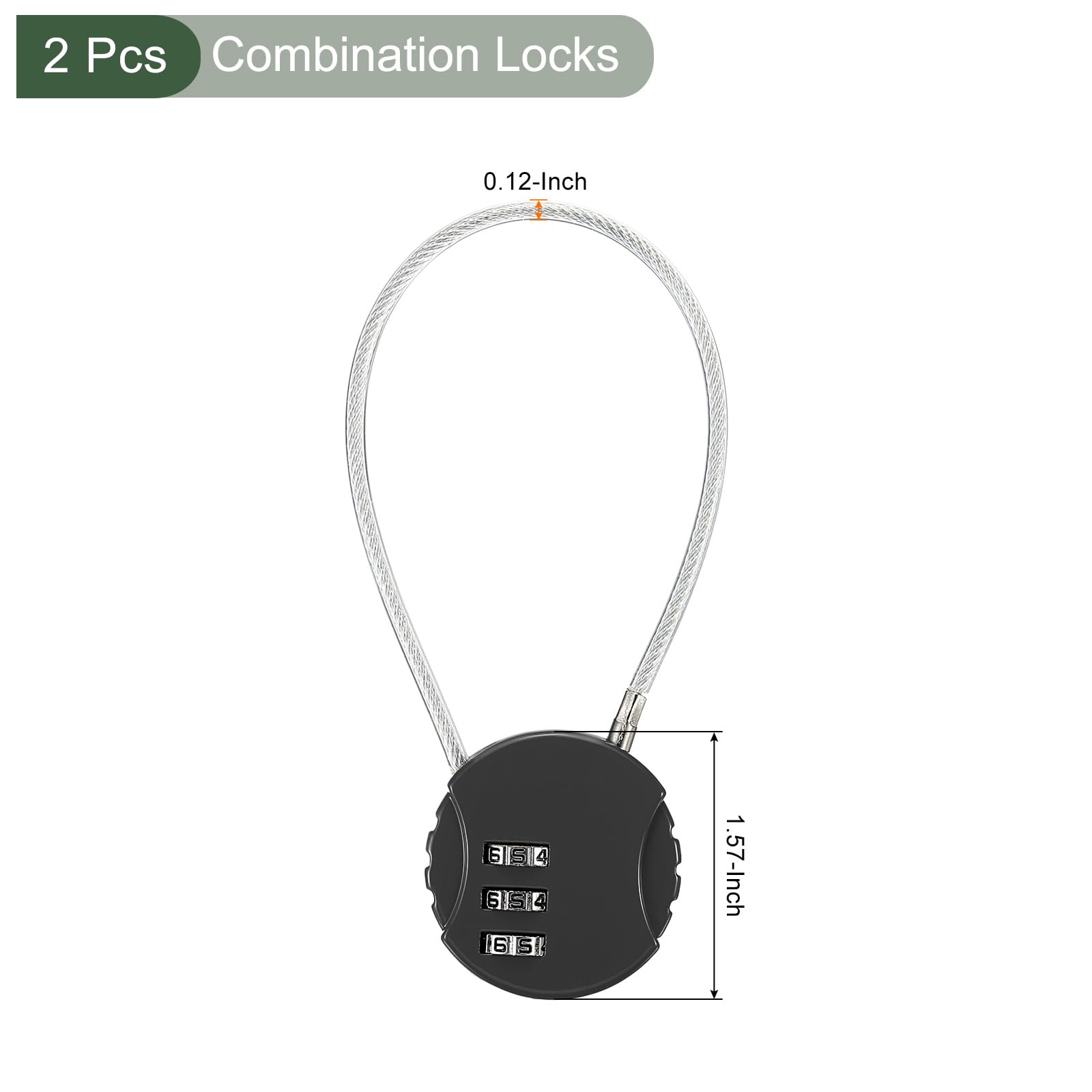 YOKIVE 2 Pack Combination Locks, 3 Digit Outdoor Waterproof Code Padlock, Black, 7.8-Inch - Image 2