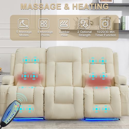Image of URRED Wall Hugger Power Recliner Sofa with Massage and Heat,Irovy