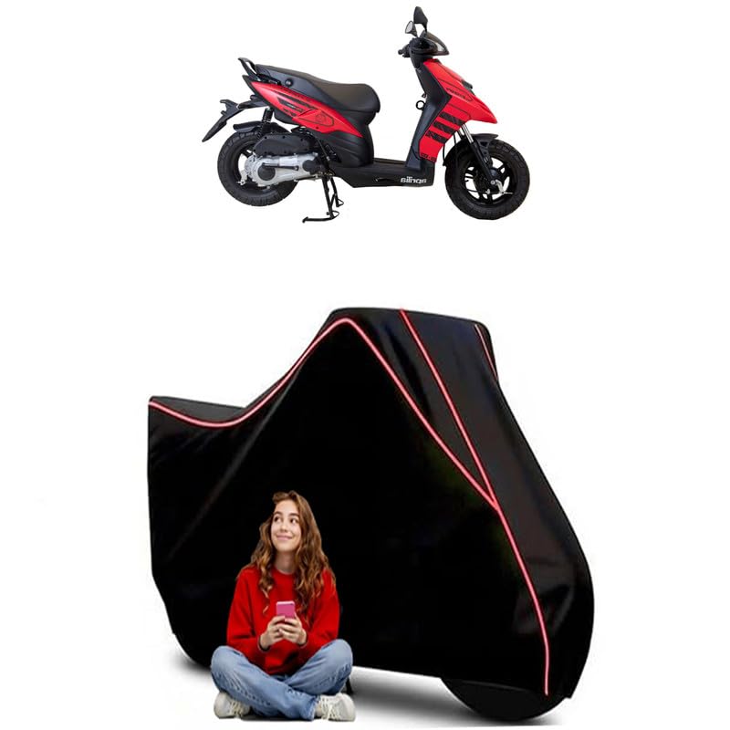 Image of SR Storm Scooty Bike Cover Water Resistant Outdoor Use Universal Fit Scooters Motorcycles Heavy Duty UV Protection Dust Rain Scratch Resistant Elastic Bottom Black Blue Piping