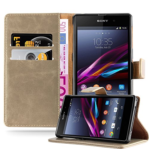 Cadorabo Funda Libro para Sony Xperia Z1 en MARRÓN Capuchino   Cubierta Proteccíon con Cierre Magnético, Tarjetero y Función de Suporte   Etui Case Cover Carcasa