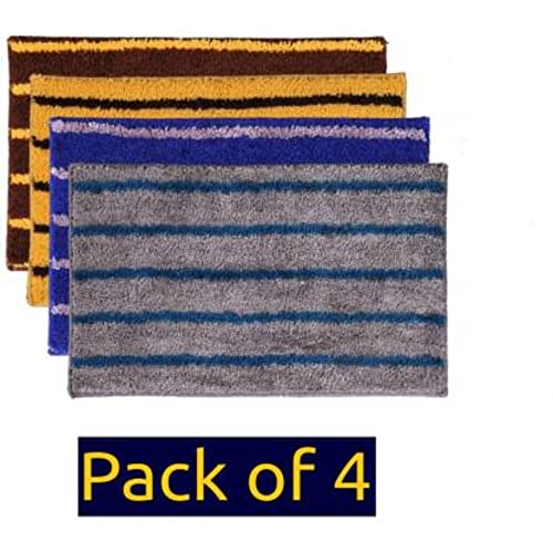 Image of Anti Skid Doormats for Home and Office Entrance Living Room and Bathroom Mats | Entrance Door Mats for Home and Office Entryway. (Pack of 4 (Line Grey-Blue-Yellow-Brown), 20x32)