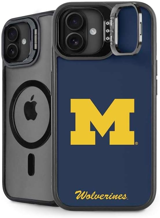 Skinit Kickstand Phone Case Compatible with iPhone 16 - Officially Licensed University of Michigan M Logo Design
