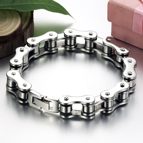 SunnyHouse New Men's Titanium Stainless Steel Bracelet Harley Bike Chain Design Sporting - Image 3