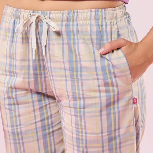 Image of Enamor Mid Rise Full Length Adjustable Drawstring Hangout Pant for Women - Relaxed Fit, Combed Cotton - E4A5