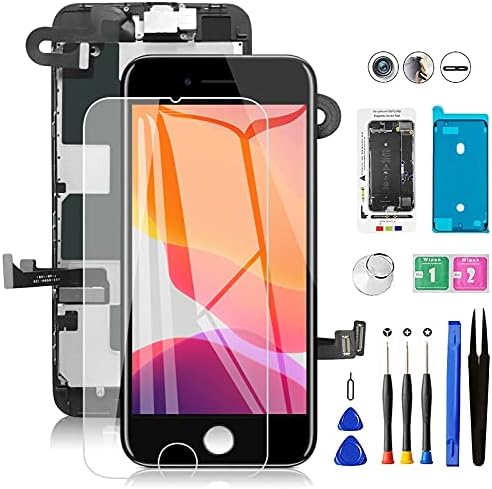 for iPhone 8 Screen Replacement Black Full Assembly 4.7" 3D Touch LCD Display Screen Digitizer for A1863, A1905, A1906 with Front Camera+Earpiece+Sensors+Waterproof Seal+Repair Tools+Screen Protector