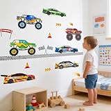 Car Wall Decals for Boys Kids: Racing Cars Theme Peel and Stick Removable Vinyl Wall Stickers for Boys Room Kids Bedroom Walls Decor Ages 1-12 Years