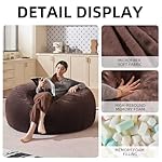 Bean Bag Chair 4Ft, Memory Foam Filled, Large Beanbag Chairs for Adults and Teens, Soft Sofa with Removable Flannel Cover, Round Couch for Living Room Bedroom College Dorm (Brown, 4FT-47×47"×24") - Image 4