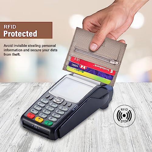 𝐒𝐊𝐘𝐋𝐄 Mens Leather Wallet (Taupe), Front Pocket Wallets for Men, Card Holder Wallet, RFID Wallet for Men Slim Minimalist, Smart Wallet for Men, Business Card Organizer, Slim Wallet, (J02-8513)4