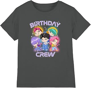 KPop Demon Hunters Unisex Kinder Kpop Demon Hunters Saja Boys Birthday Crew Group Kids T Shirt, Charcoal T-Shirt (1er Pack)