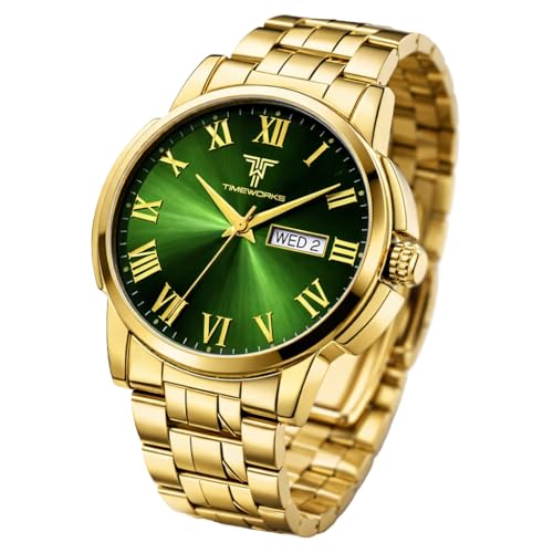 Image of TIMEWORKS Designer Golden Round Shape Day & Date Dial Men's & Boy's Analog Watch 417YYM16