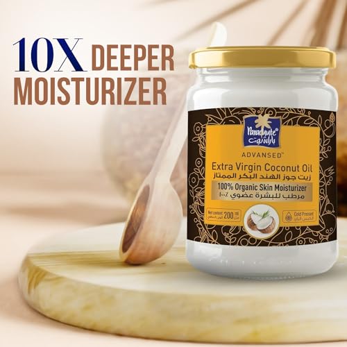 Image of Parachute Advansed SkinPure 100% Organic Extra Virgin Coconut Oil |Face & Body Oil Moisturizer| For Youthful, Radiant Skin| Blemish Free, Glowing Skin |Cold Pressed | 6.7 fl.oz | Glass Jar