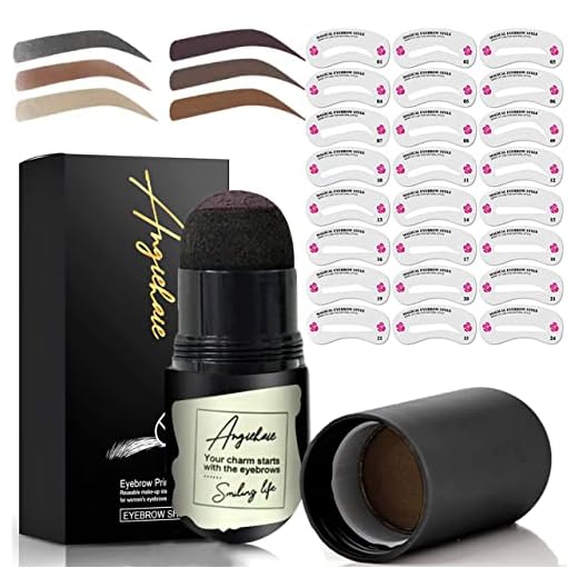 Eyebrow Stamp Stencil Kit, Eyebrow Stencils with 24 Pc, Eyebrow Brown Definer, Brow Stencils and Shaping Kit Reusable (Dark Brown)…