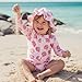 Newborn Baby Girl Swimsuit Long Sleeve 2pcs Duck/Shell Print Rash Guard Swimwear and Sun Hat (Pink Shell, 18-24 Months)