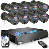 【2-Way Audio & 4K Ultra HD】 Outdoor Wired Security Camera System, Wired Cameras for Home Security, Home POE Video Surveillance Systems DVR Kits