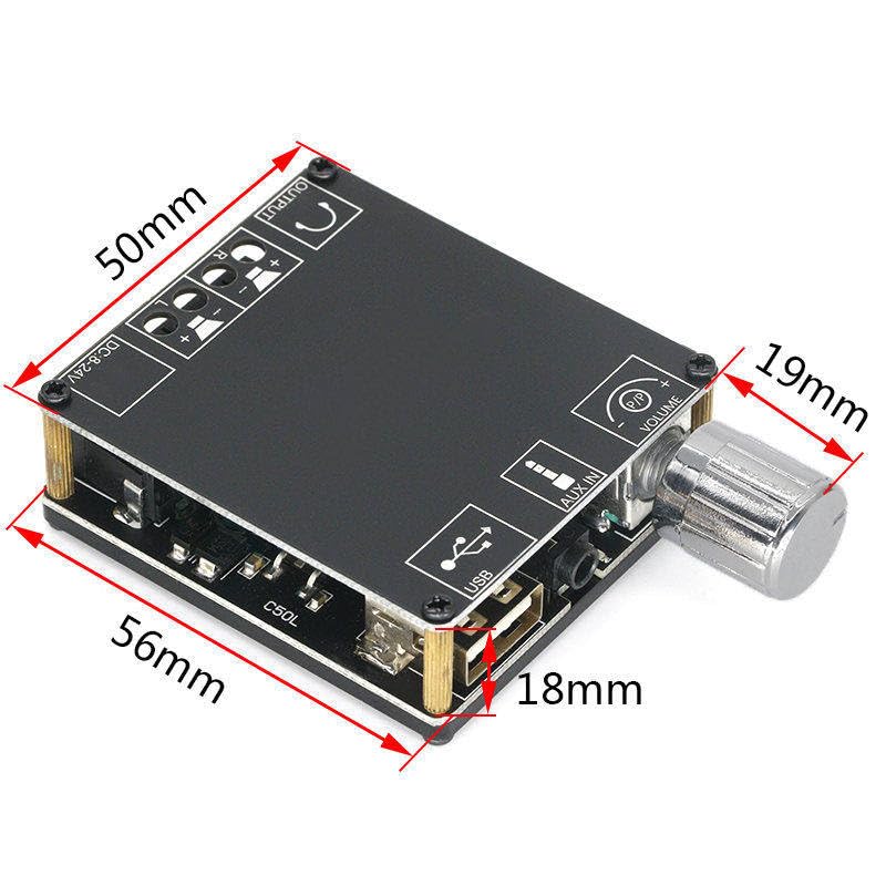 Dimensions of the XY-C50L amplifier board