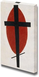 wall26 - Mystic Suprematism (Black Cross on Red Oval) by Kazimir Malevich - Canvas Print Wall Art Famous Painting Reproduction - 12" x 18"