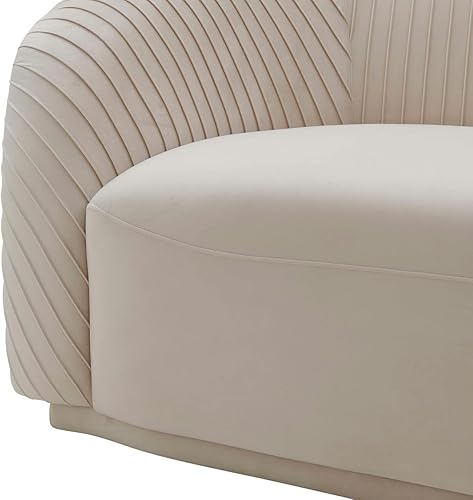 Miniatura 4 de TOV Furniture Yara - Sofá tapizado de terciopelo de transición de 31.3 pulgadas de alto, color beige plisado