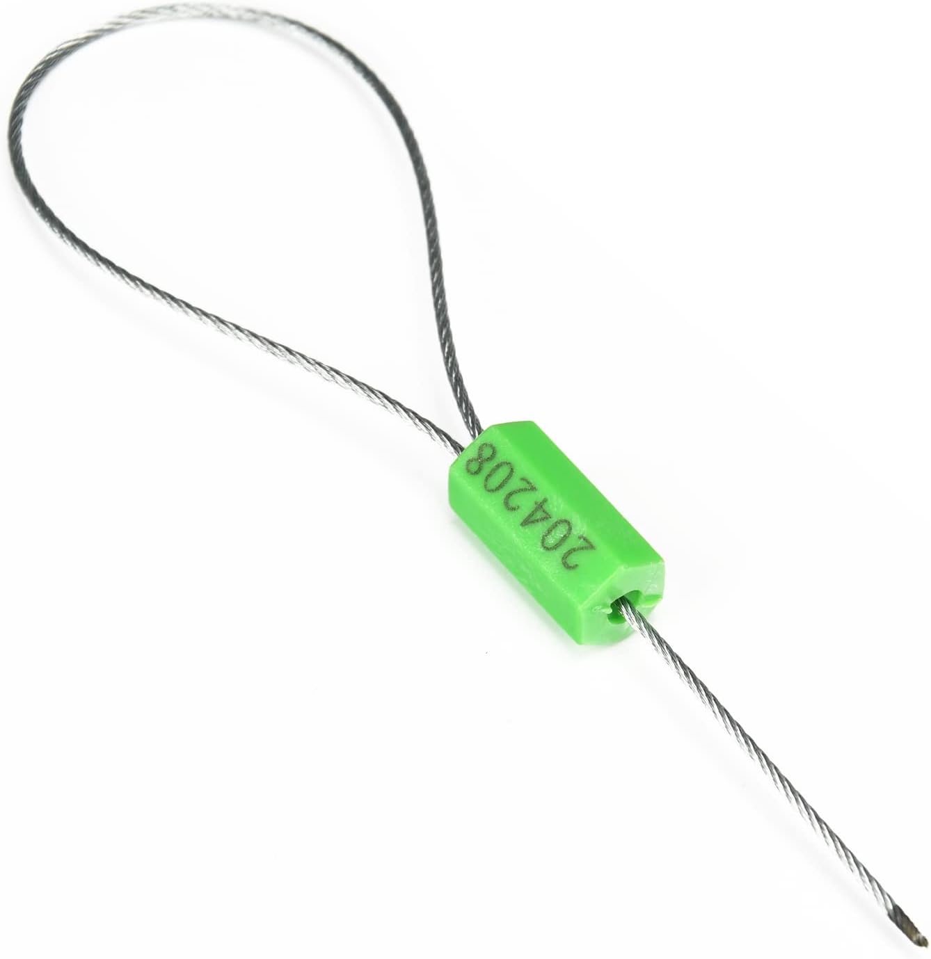 100PCS Steel Security Cable Seals,Steel Numbered Anti-Tamper Shipping Tags, Disposable Self Locking Numbered Pull Tight Tags for Container Trailers Cargo Trailer Truck (Green)