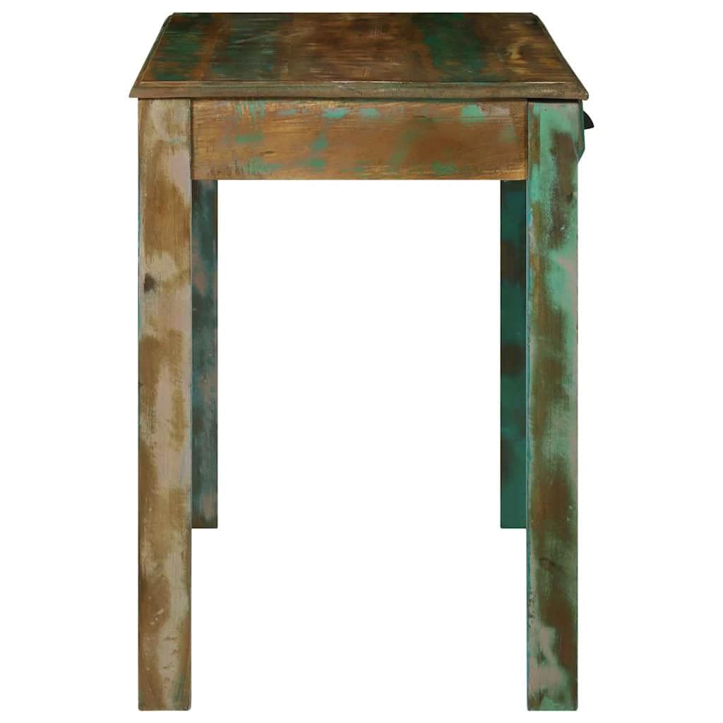 Escritorio rústico marrón de madera maciza reciclada, 112 x 55 x 76 cm, con 2 cajones, duradero escritorio para ordenador para oficina en casa, estudio, almacenamiento práctico