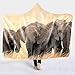 Coperta con Cappuccio Stampata in 3D Branco di elefanti animali Addensato Caldo Peluche Coperte da Viaggio Coperta Indossabile Mantello con Cappuccio Mantello flanella Morbido Portatile 130x150 cm