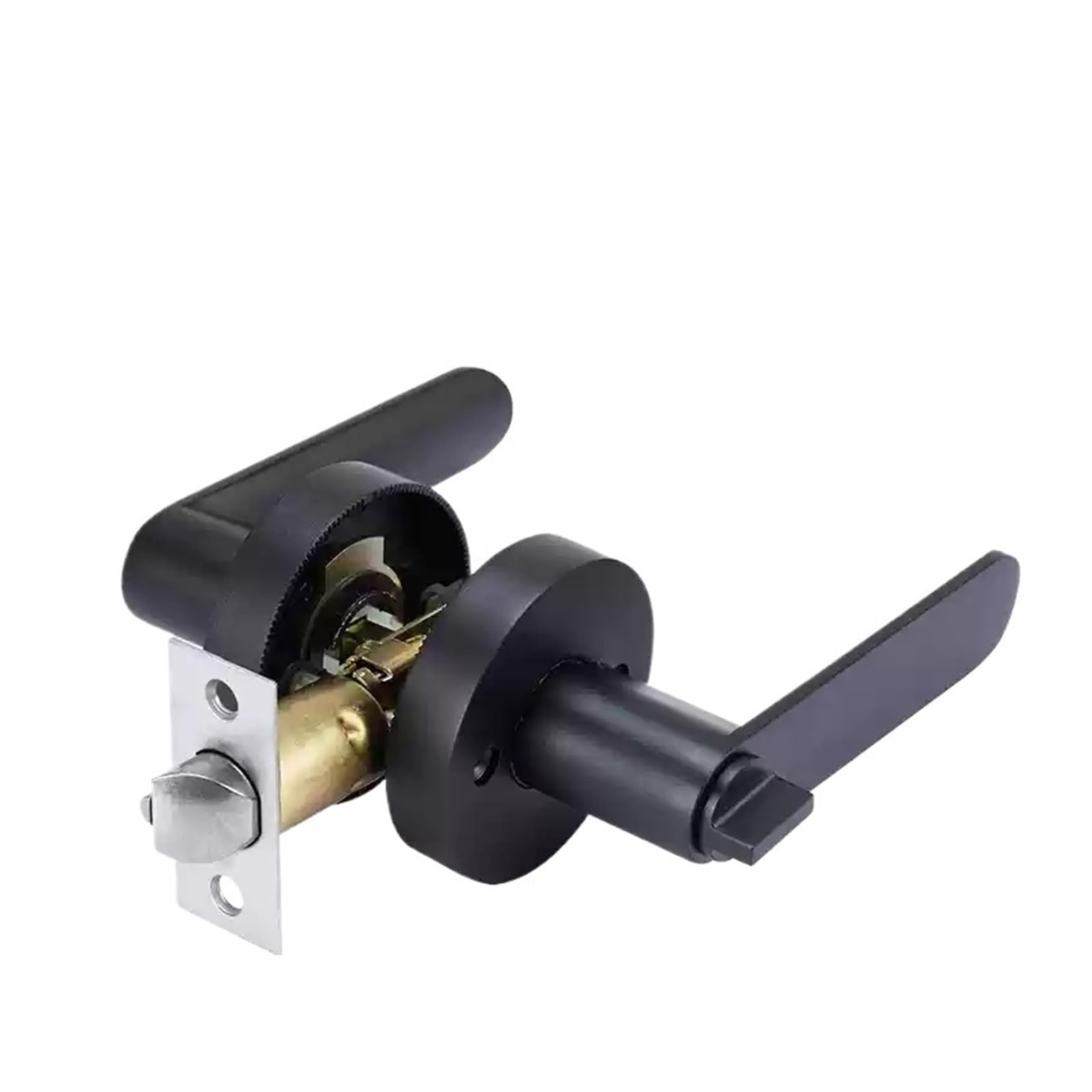 Indoor Door Lock, Aluminum Alloy Round Cover Lock with Key Hardware Accessories Adjustable deadbolt 60/70 mm(Black)