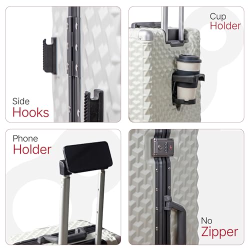 Image of Hard PC Trolley Luggage, Cabin Size, 100% Polycarbonate, Lightweight and Durable, Silent Wheels, Anti-Theft with Aluminium Frame, and 2 TSA Locks, 20-Inch, Moonlight Frost