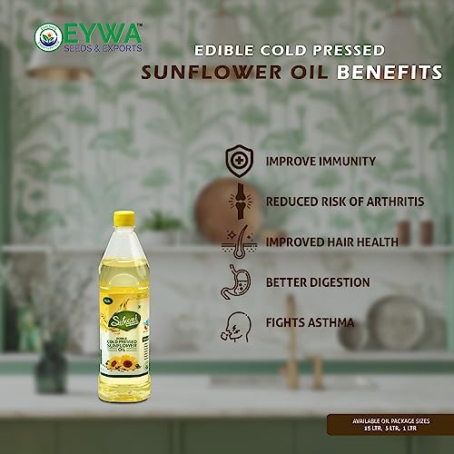 Image of Eywa Seeds & Exports Pvt Ltd Organic Sunflower Oil (1 Liter) Cold Pressed /Wood Pressed Oil|Surajmukhi /Sunflower Kachi Ghani Ka Tel By (Suhani) Eywa