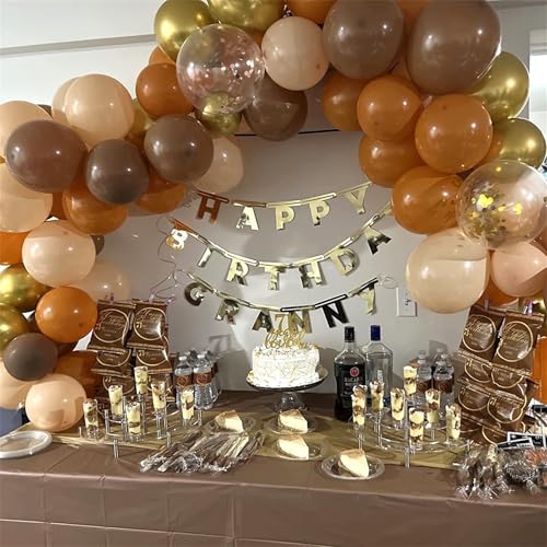 Image of Fall Balloons, 60Pcs Burnt Orange Brown Balloons Tan Pastel Coffee Metallic Gold Retro Ivory White Cream Latex Autumn Balloons for Thanksgiving Fall Harvest Birthday Bridal Shower Party Decorations