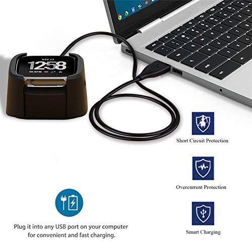 Kingacc Compatible For Versa Charger/Lite Edition/Special Edition, 1-Pack 3.3Ft Replacement Usb Charging Cable Cord Charger Cradle Dock Adapter For Versa Smart Watch [Not For Versa 2] #TOP4