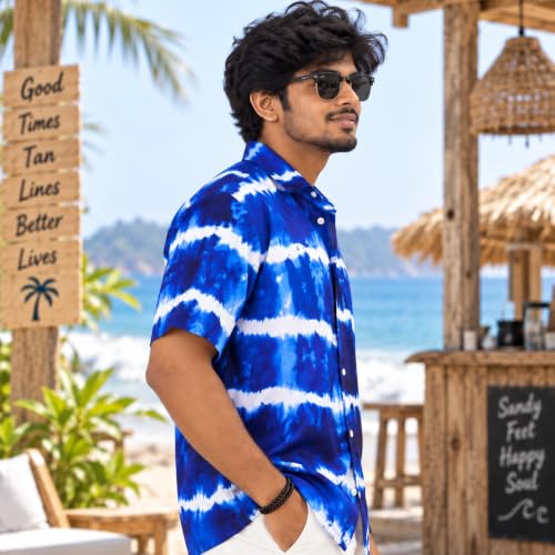 Image of BROWN CULTURE Half Sleeve Relaxed Fit Men's Casual Shirt | Cotton Blend Oversized Shirts for Men Loose Fit | Oversized Printed Shirts for Men | Men's Fashion Shirt