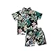 2 pièces Ensemble de Vêtements d'été pour Bébés Garçons, Polo à Manches Courtes Col Rabattu Chemise à Simple Boutonnage + Short à Taille Elastique pour Enfants Décontracté(floral imprimé2, 2-3ans)