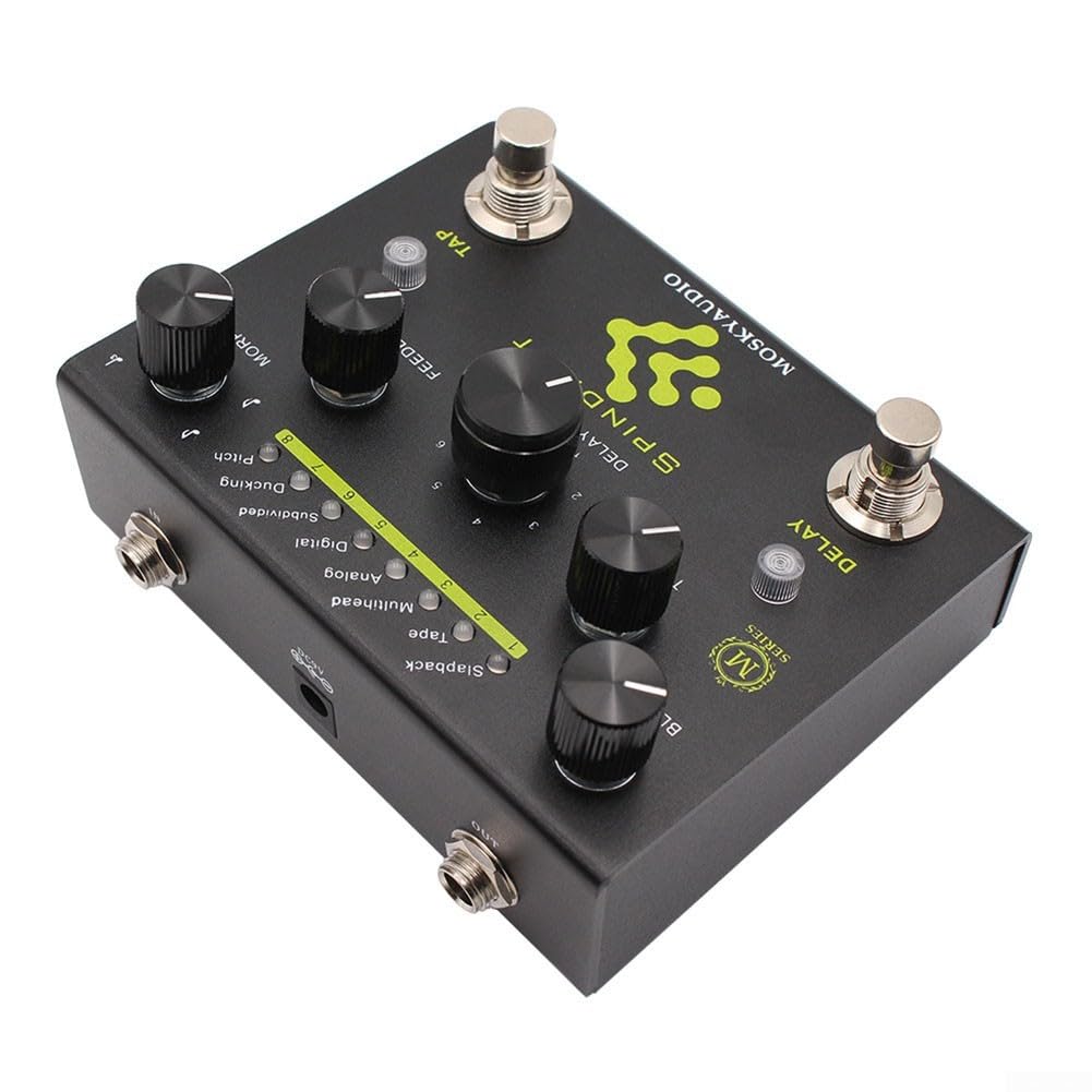 MOSKY SPINDRIFT - Pedal de efectos de guitarra digital con tempo de grifo, perilla de selección de 8 modos, controles de mezcla y tiempo, alimentación de 9 V CC para guitarra eléctrica