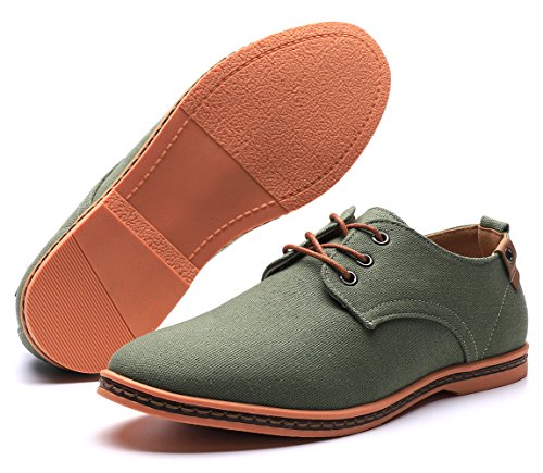 Dadawen Men's Casual Canvas Oxfords Walking Shoes Sneakers Lace Up Dress Shoes Green Us Size 6 #TOP1