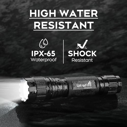 ULTRAFIRE Tactical Flashlight High Lumens with Holster, 1200 Lumen Single Mode Law Enforcement LED Flashlights with Belt Holder, Small Duty Flash Light WF-501B PRO