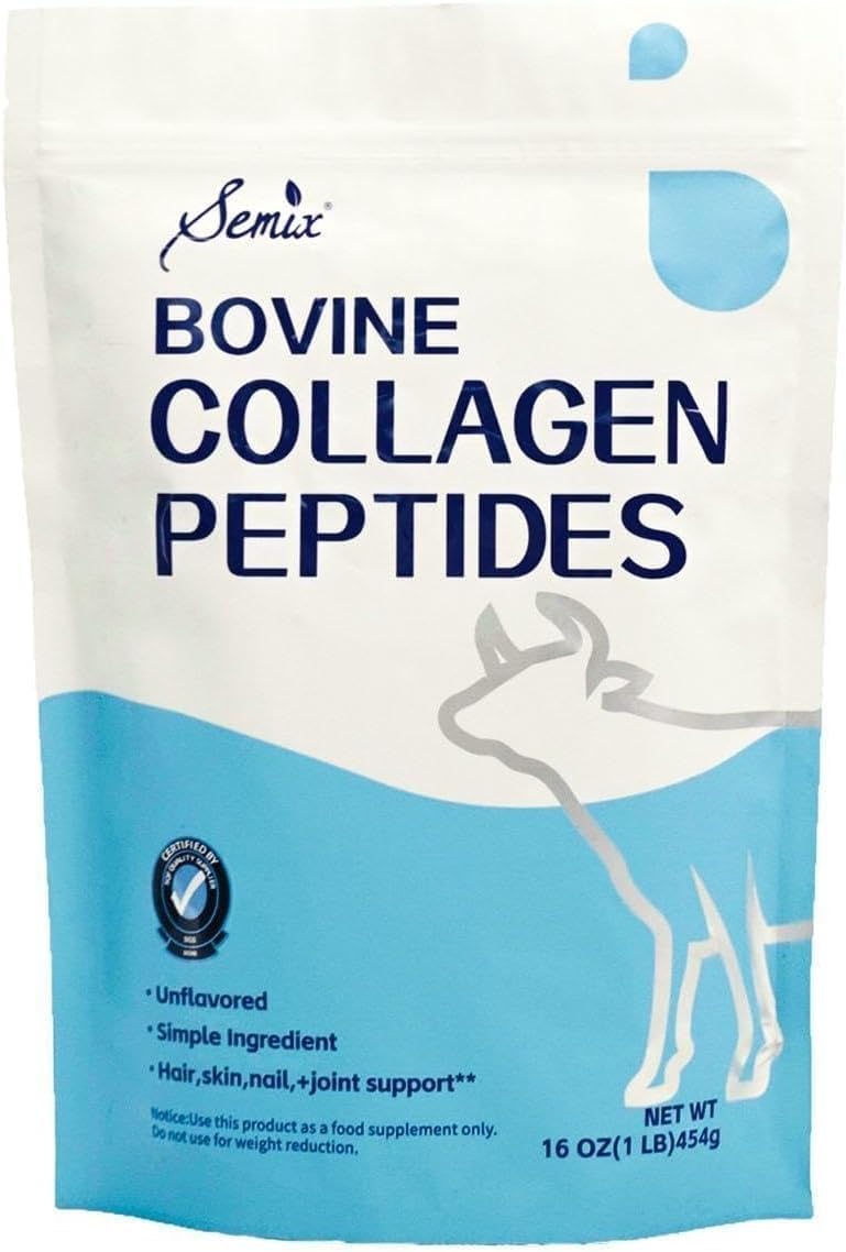 Semix Collagen Peptides Powder - Naturally-Sourced Hydrolyzed Collagen Powder - Hair, Skin, Nail, and Joint Support - Collagen Supplements for Women and Men - 1 lb(22 Servings)