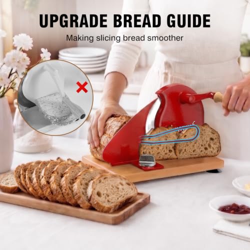 Image of vanerepok Manual Bread Slicer Adjustable Thickness for Homemade Sourdough | Hand Crank Bread Cutter with Scale & Stable Suction Cups & Wood Base for Even Slicing Perfect Baking Gift for Home Bakers