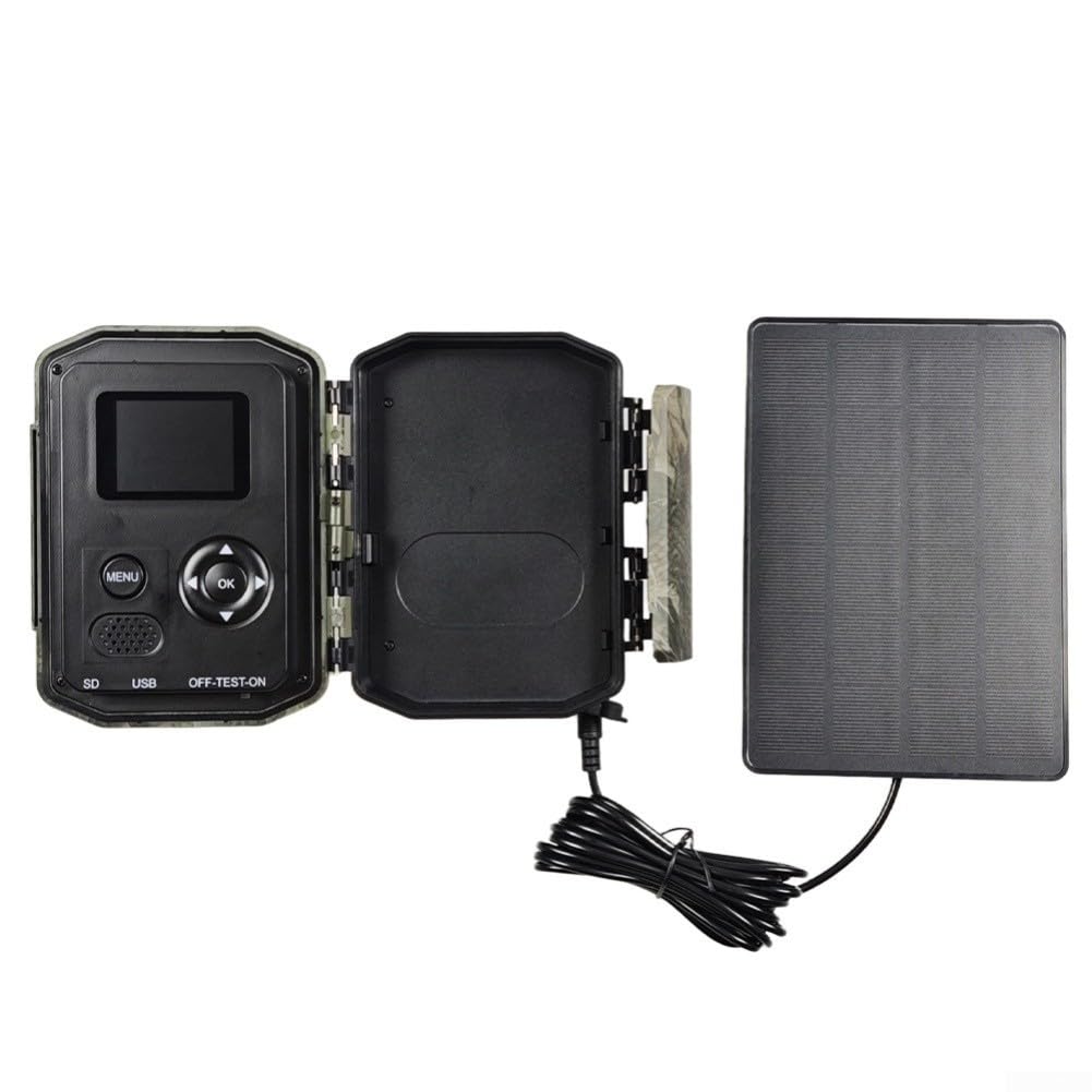 Cámara de vida silvestre 8K de 60 MP, panel solar WiFi habilitado para visión nocturna activado por movimiento para caza, observación de aves, exploración de la naturaleza, 23 x 13 cm