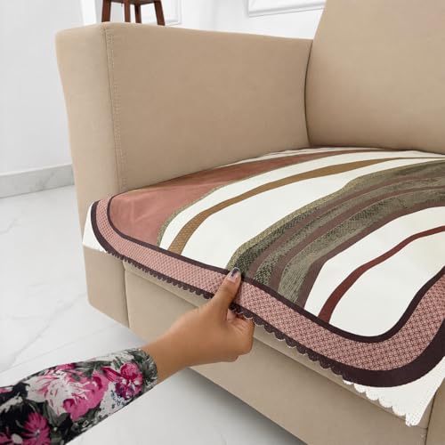 Image of Homerz Premium 'Luxe Series' Holland Velvet Sofa Cover | Smooth Finish | Anti-Skid Fleece Backing | Soft Touch Couch Protector for Living Room (Ocean Crest, 1 Seater, Only Seat Cover)