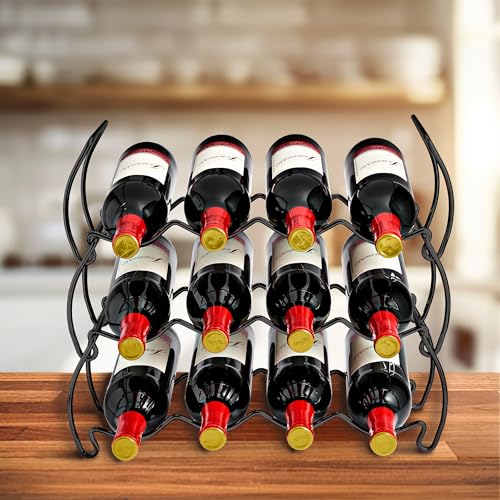 Sorbus 3-Tier Stackable Wine Rack - Classic Style Wine Racks for Bottles - Perfect for Bar, Wine Cellar, Basement, Cabinet, Pantry, etc - Hold 12 Bottles, Metal (Black) — view 4