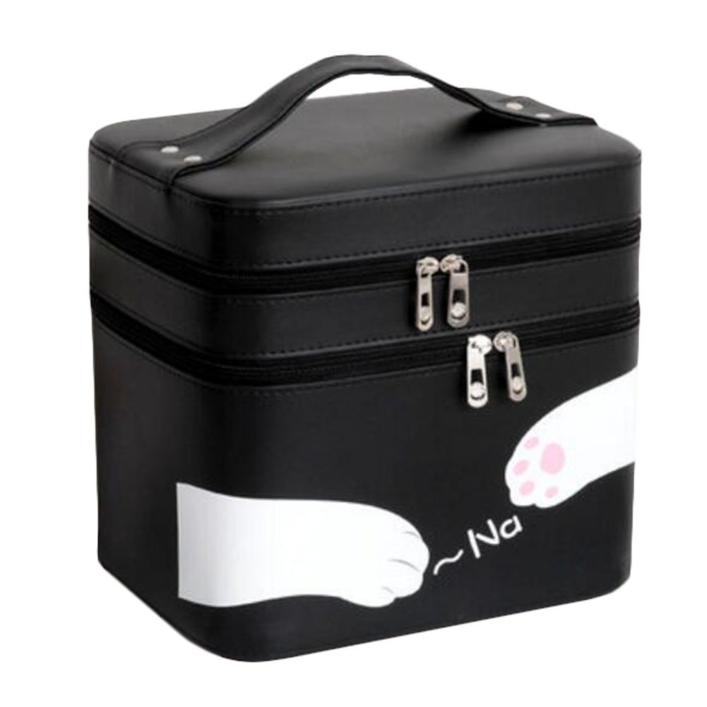 Cosmetics Case Makeup Train Case with Mirror Double Layer Cosmetics OrganizerA2