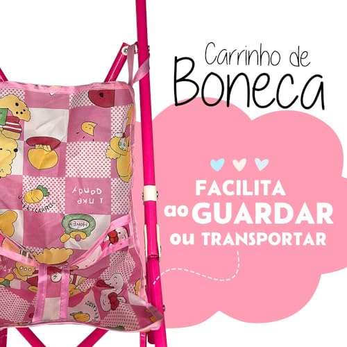 Carrinho De Boneca Dobrável Menina Brinquedo