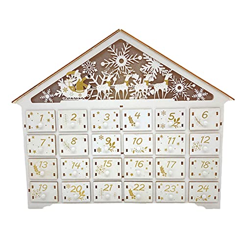 Kripyery Calendrier de l'Avent décoratif en forme de maison de Noël Blanc Cover